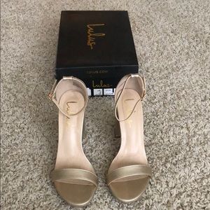 Gold Ankle Strap Chunky Heel